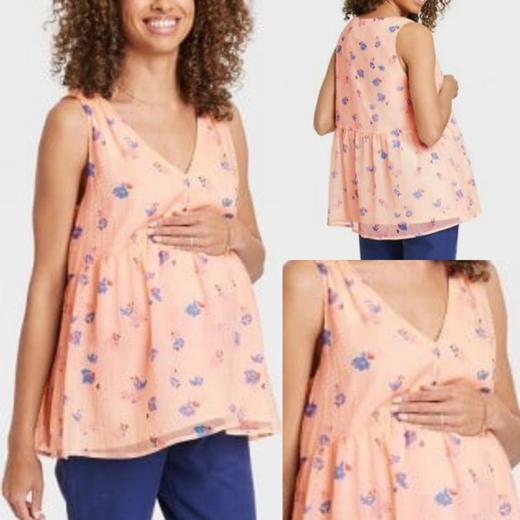 Hatch Tops - The Nines by HATCH blush pink peach  Maternity Blouse Top size XL X-Large